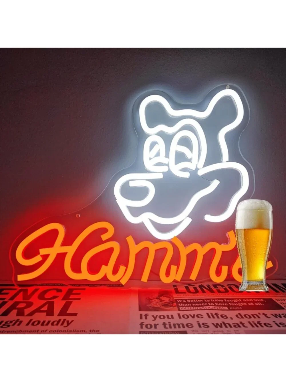 Dimmable Neon Bear Sign for Wall Decor | LED Light for Home Bar, Pub, Man Cave